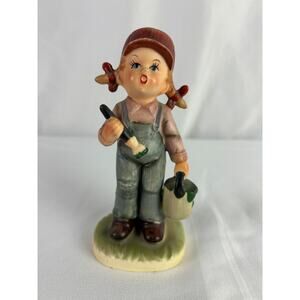 Vintage Napcoware Girl Painting Figurine Paint Brush Bucket C8748